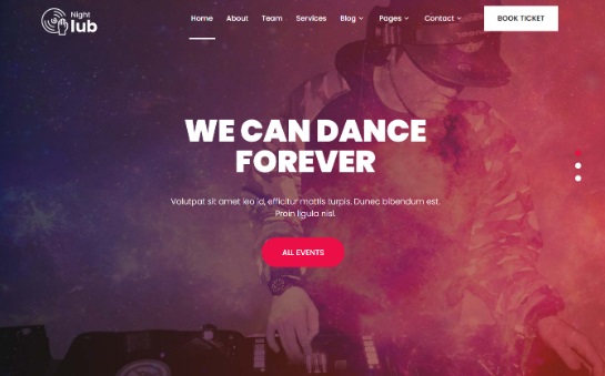 NightClub WordPress theme