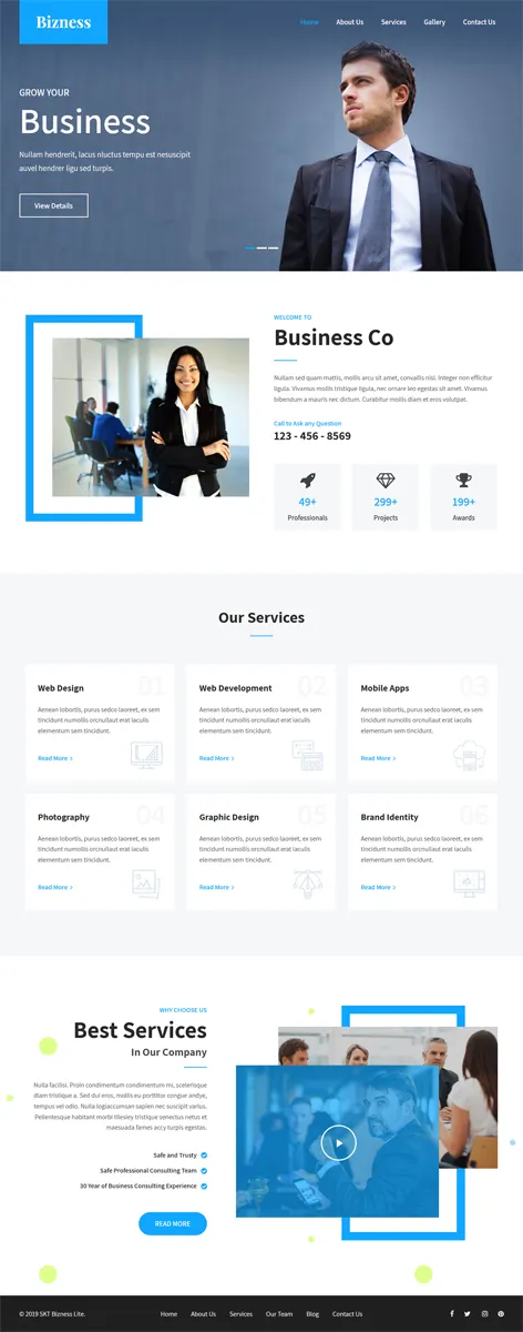 Bizness Lite - free business WordPress theme