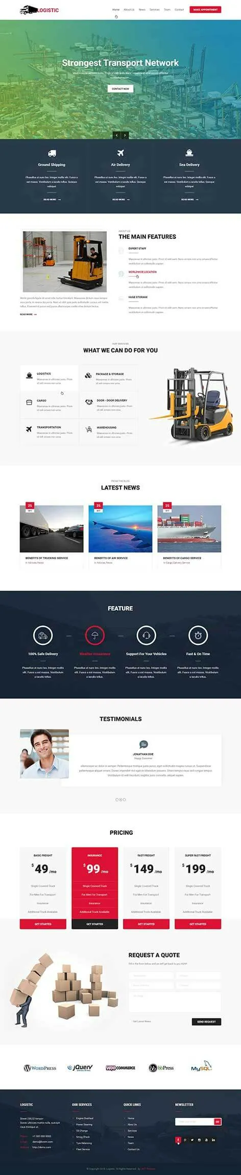 Logistics - Cargo WordPress theme