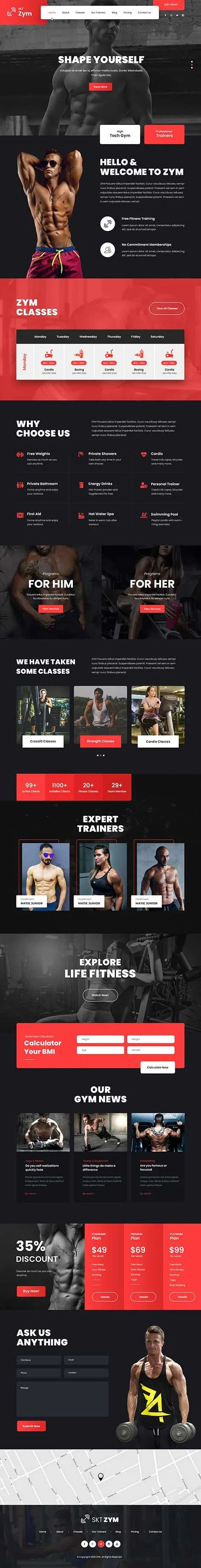 Zym - Fitness Coach WordPress Theme