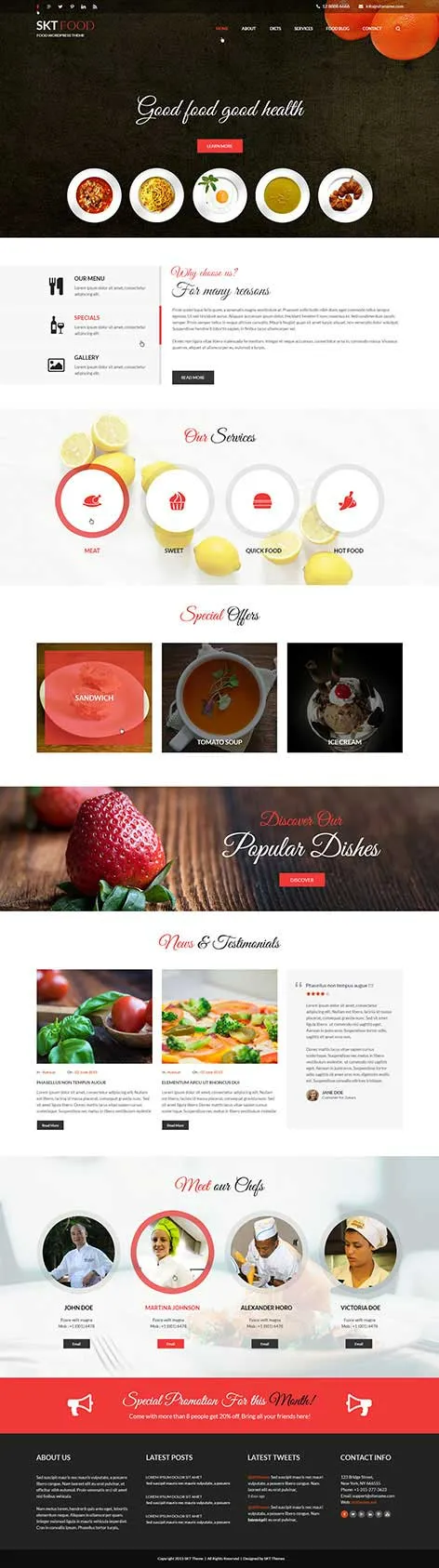 SKT Food - food and recipes WordPress theme