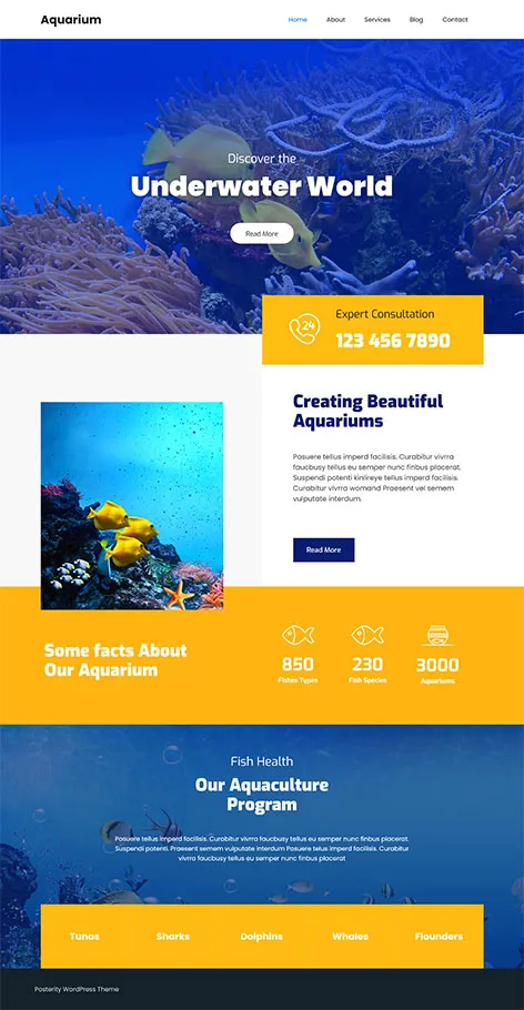 Aquarium - Free aquarium WordPress theme