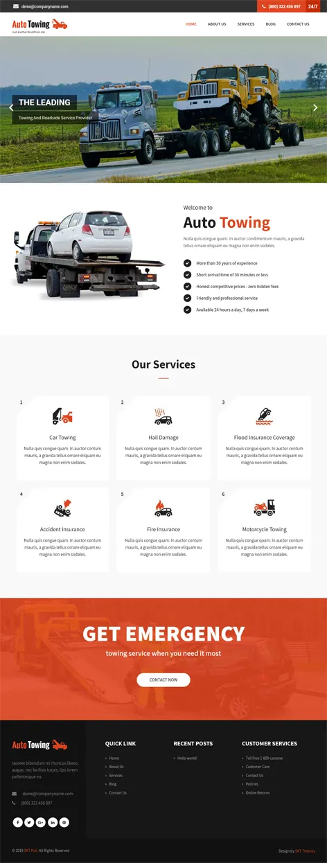 SKT Towing - free auto WordPress theme