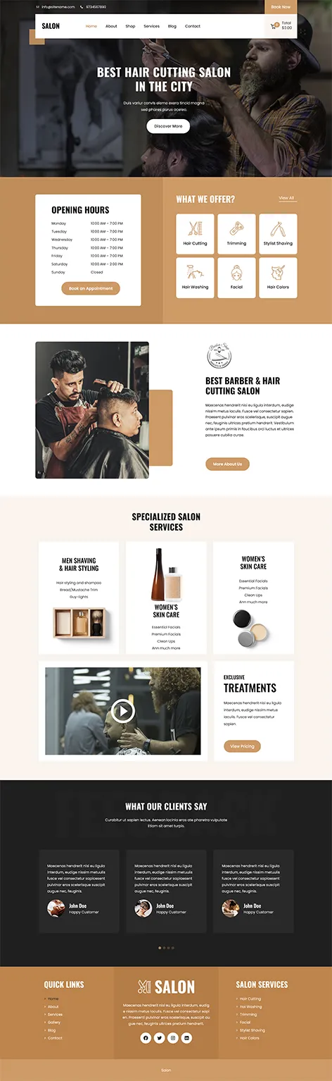 SKT Salon - free barber WordPress theme