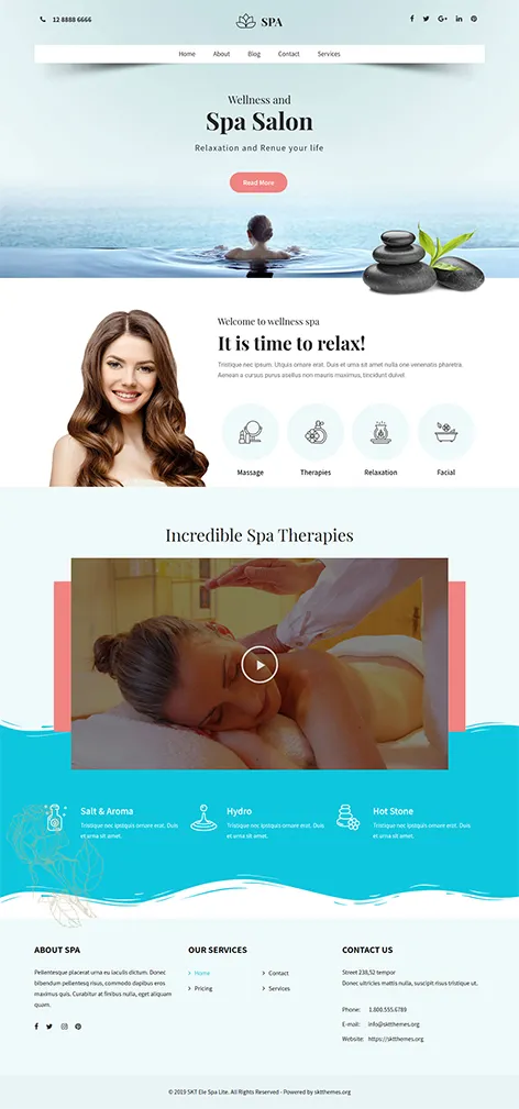 Ele Spa Lite - Free Beauty Salon WordPress Theme