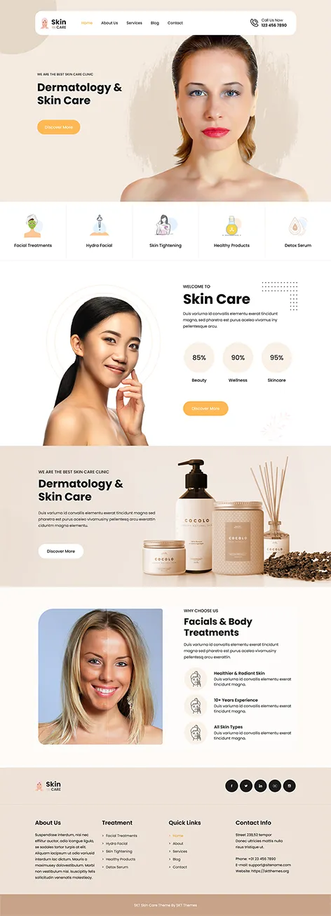 Free Dermatology Clinic WordPress theme