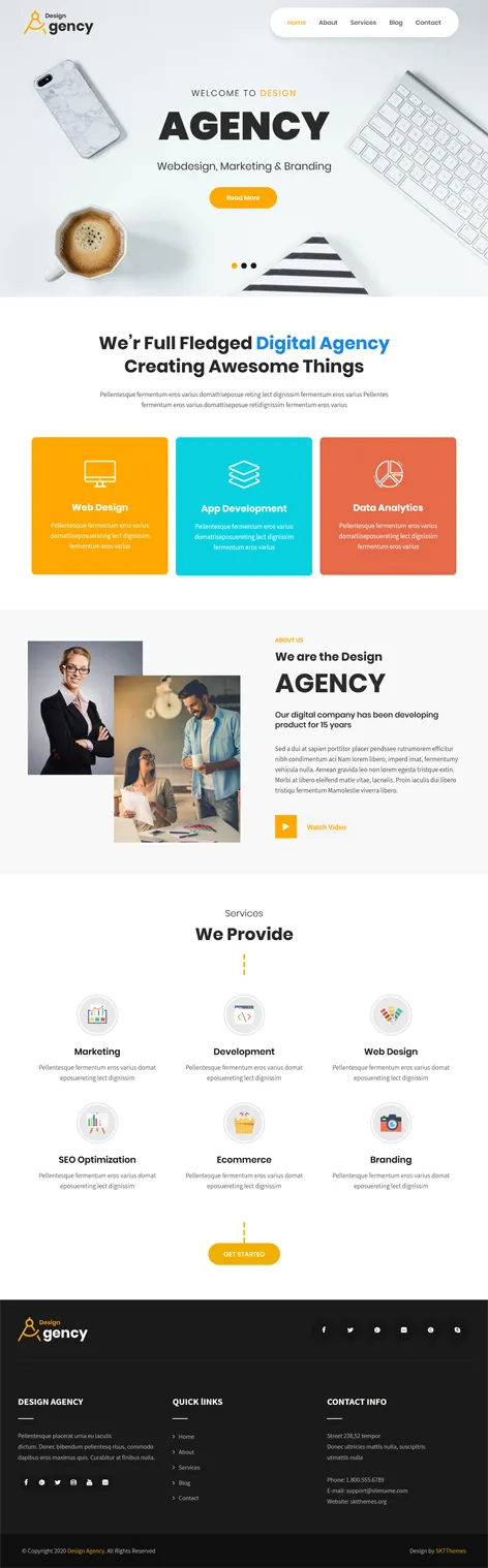 SKT Design Agency - free design agency WordPress theme