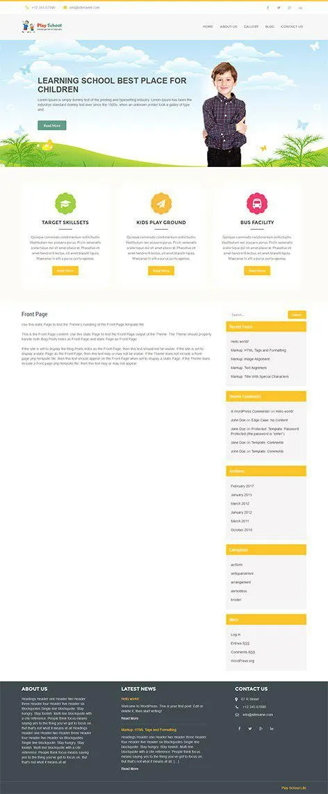 Play School Lite - free education WordPress theme