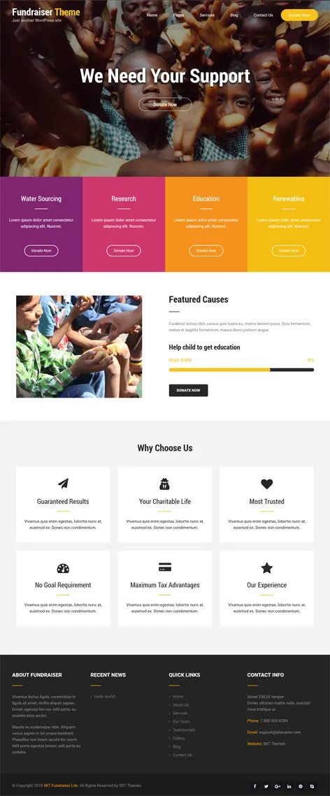 SKT Fundraiser Lite - free fundraising WordPress theme