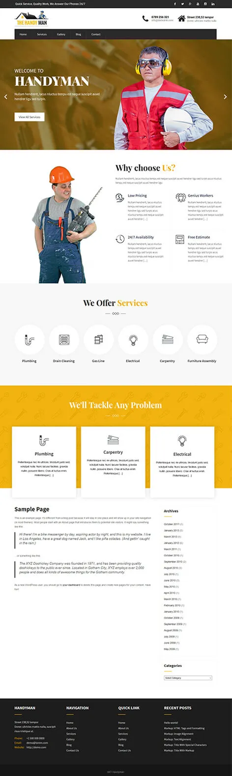 SKT Handyman - Free Handyman WordPress theme