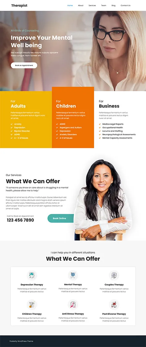 Therapist - Free Hospital WordPress theme