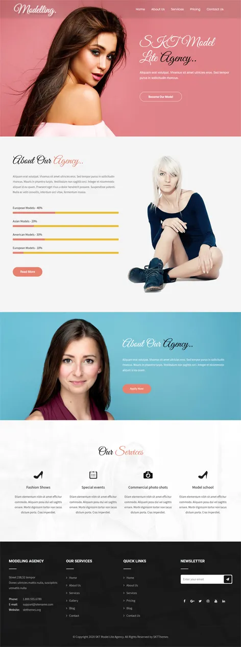 Modelling Lite - free Lifestyle WordPress theme