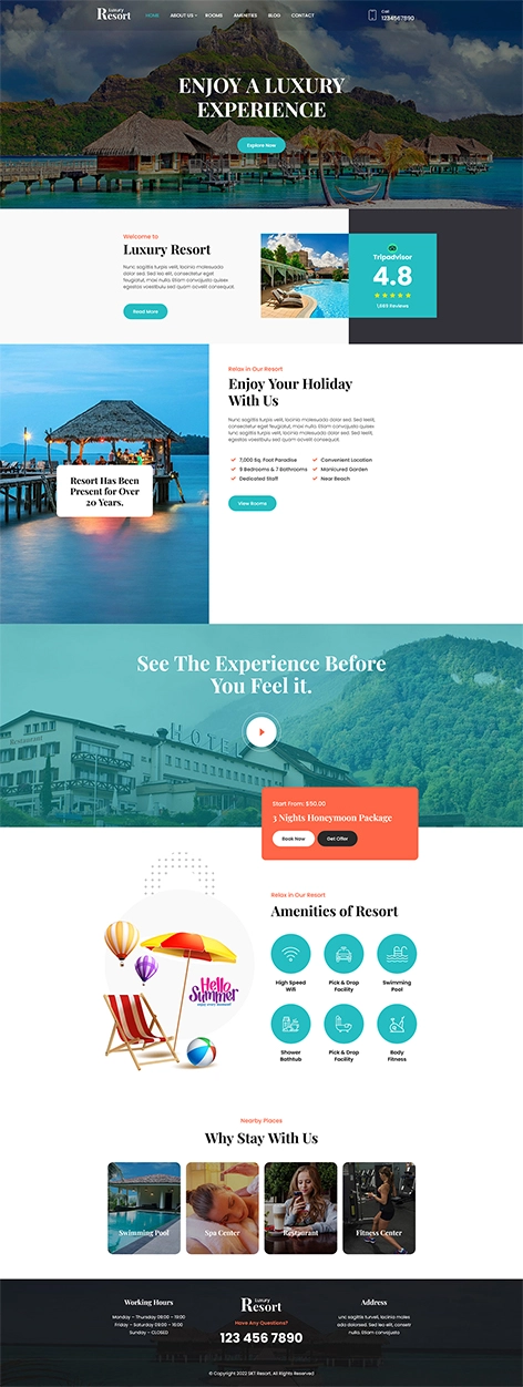 SKT Resort Pro - Luxury Resort WordPress Theme