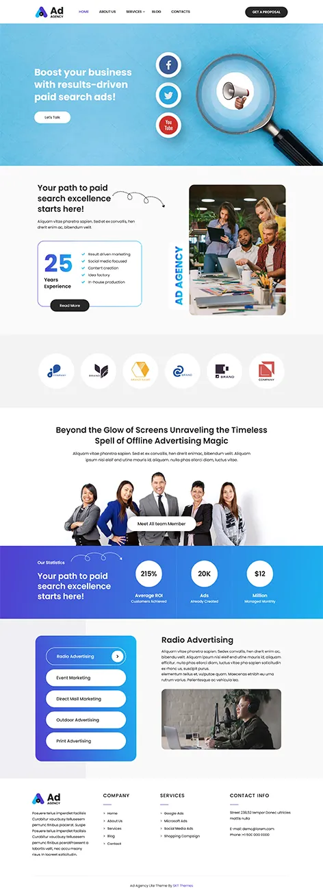 Ad Agency Lite - free media agency WordPress theme