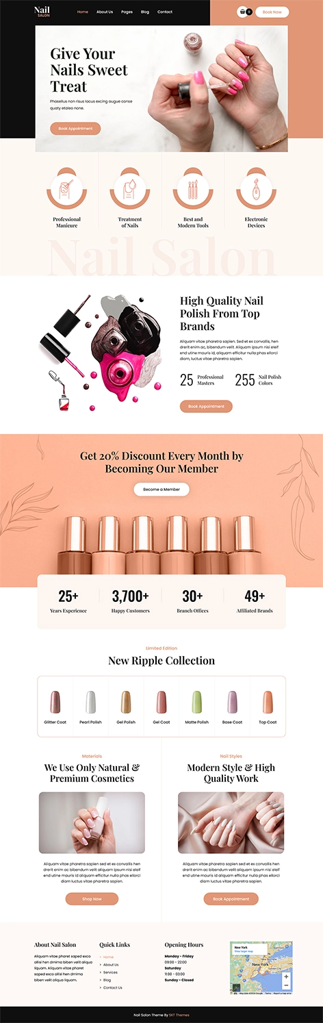 Nail Salon Lite - Free nail art Salon WordPress theme