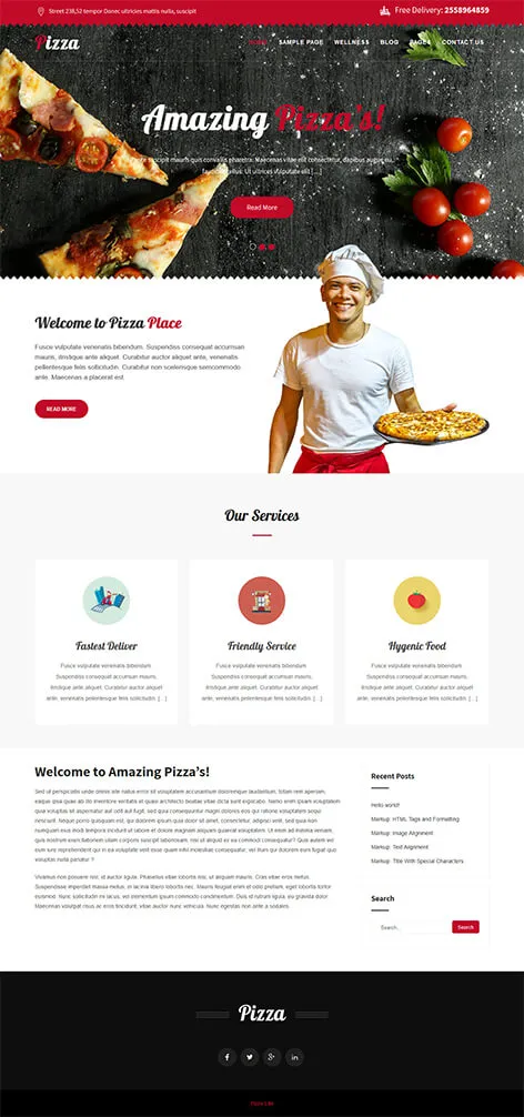 Pizza Lite - Free Pizza WordPress theme