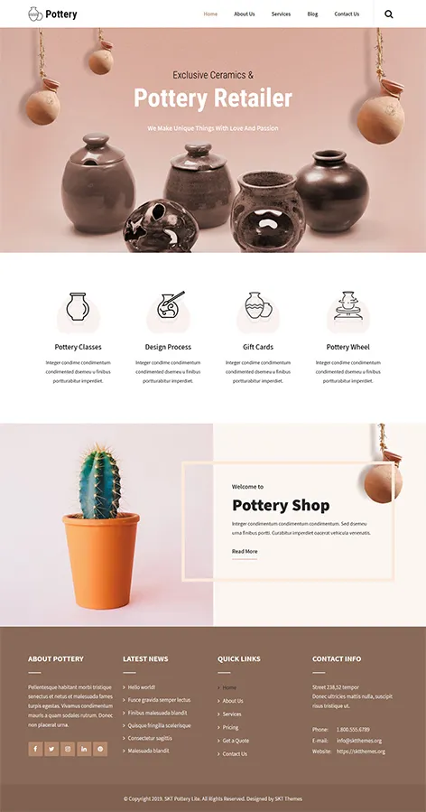 SKT Pottery Lite - Free Pottery WordPress Theme