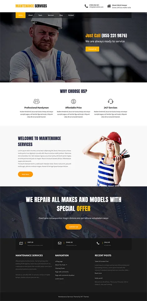 Maintenance Services - Free renovation WordPress theme