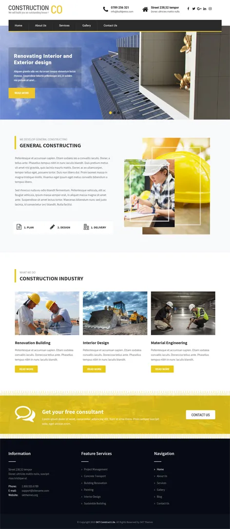 SKT Construction Lite - Free Responsive Construction WordPress theme