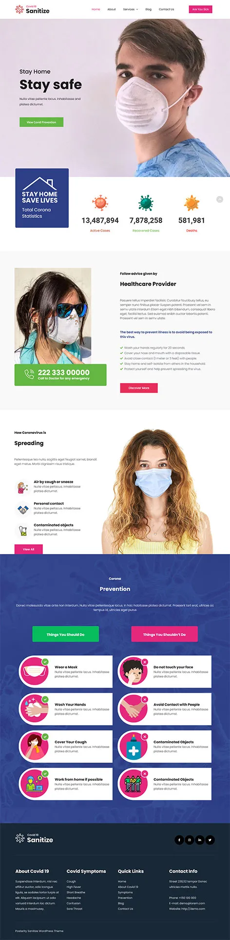 SKT Sanitization Pro - Disinfection WordPress theme