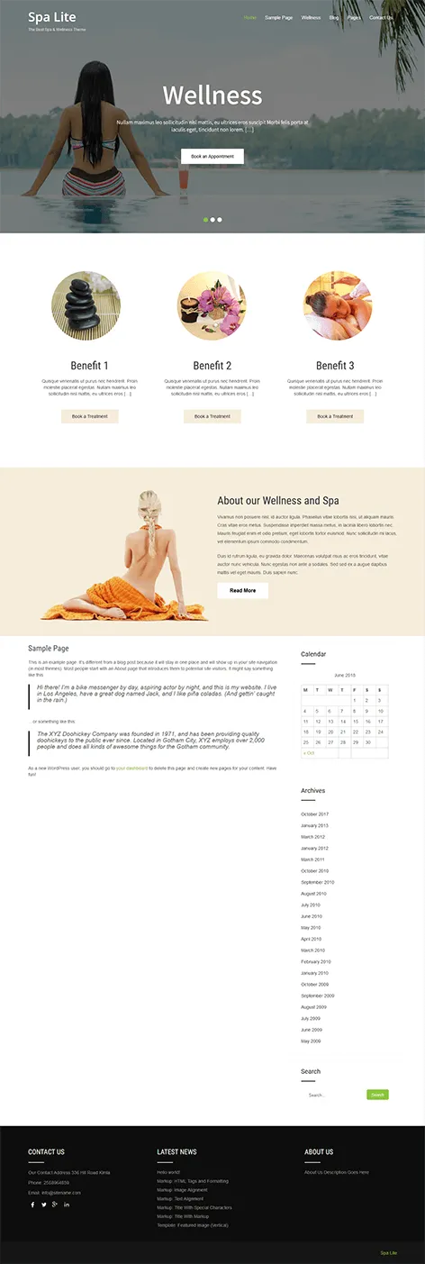 SKT Spa Lite - free spa WordPress theme