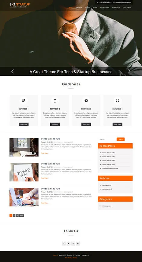 SKT Start-up Lite - free Startup WordPress Theme