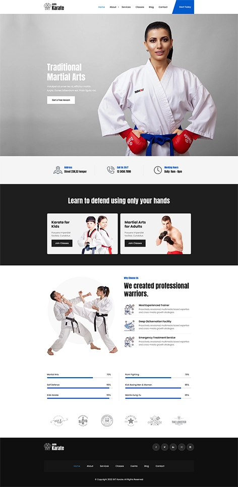 SKT Karate - free taekwondo WordPress theme