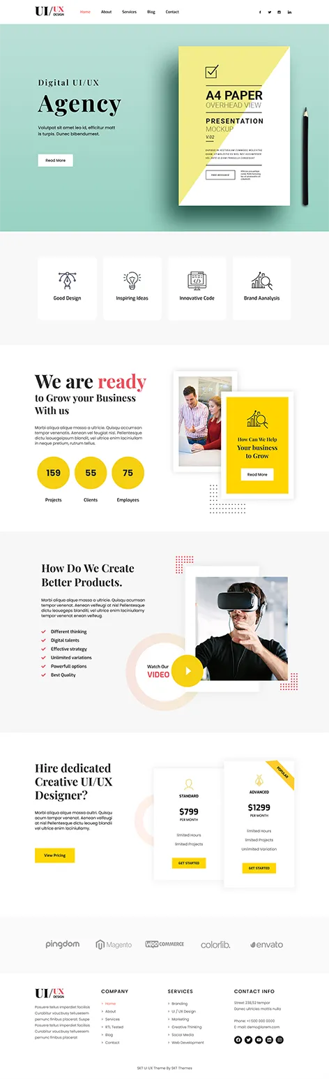 free UI UX WordPress theme