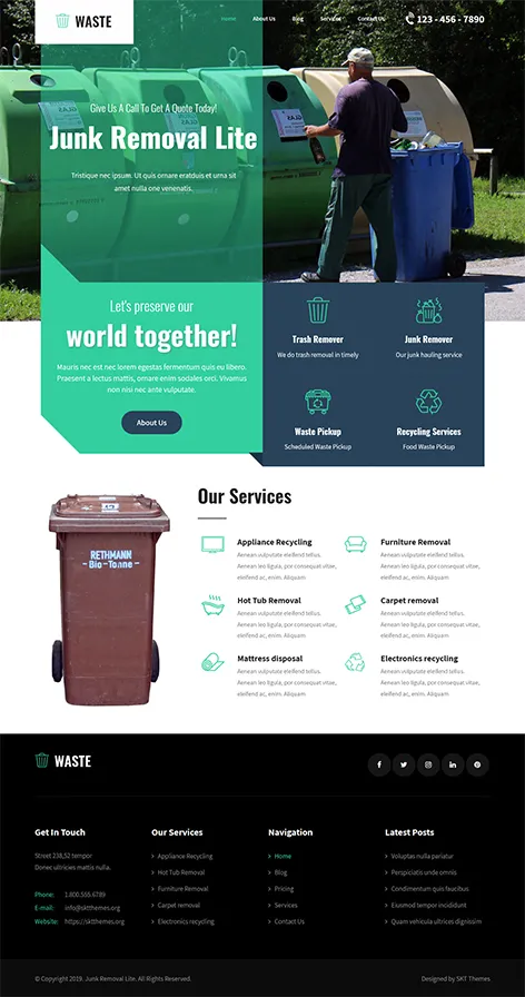 Junk Removal Lite - Free Waste Management WordPress Theme