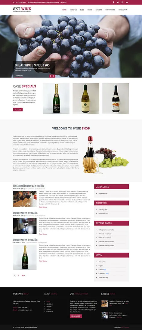 free wine and brewery WordPress theme