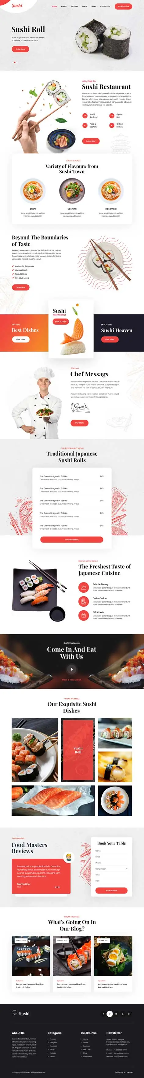 SKT Sushi Pro - Japanese restaurant WordPress theme