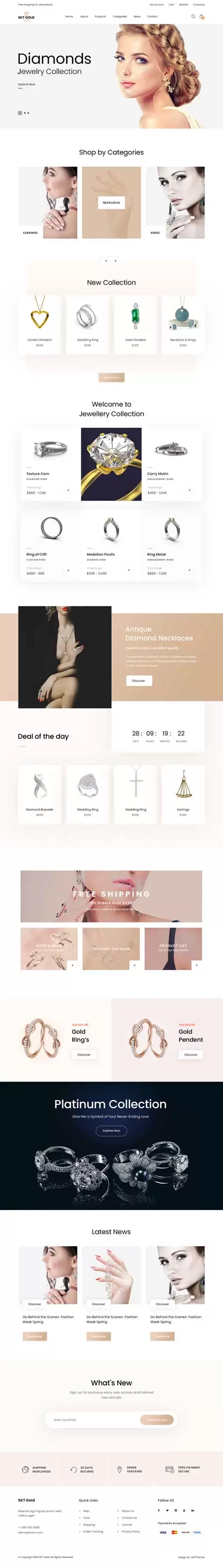 SKT Gold - Jewellery eCommerce WordPress theme