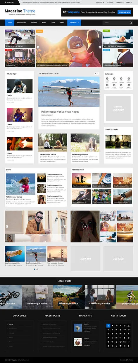 SKT Magazine Pro - responsive magazine WordPress theme