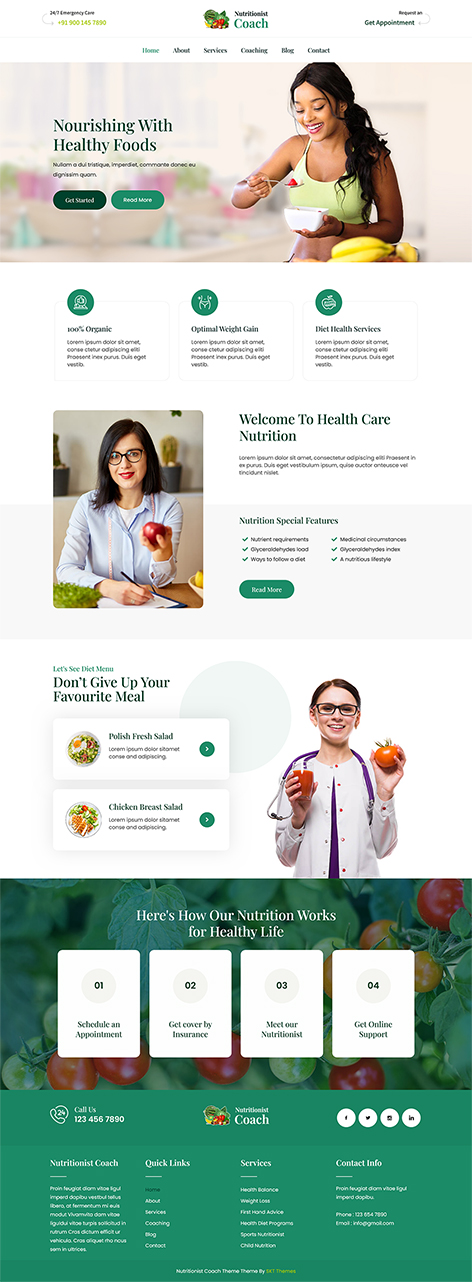 Nutritionist coach WordPress theme