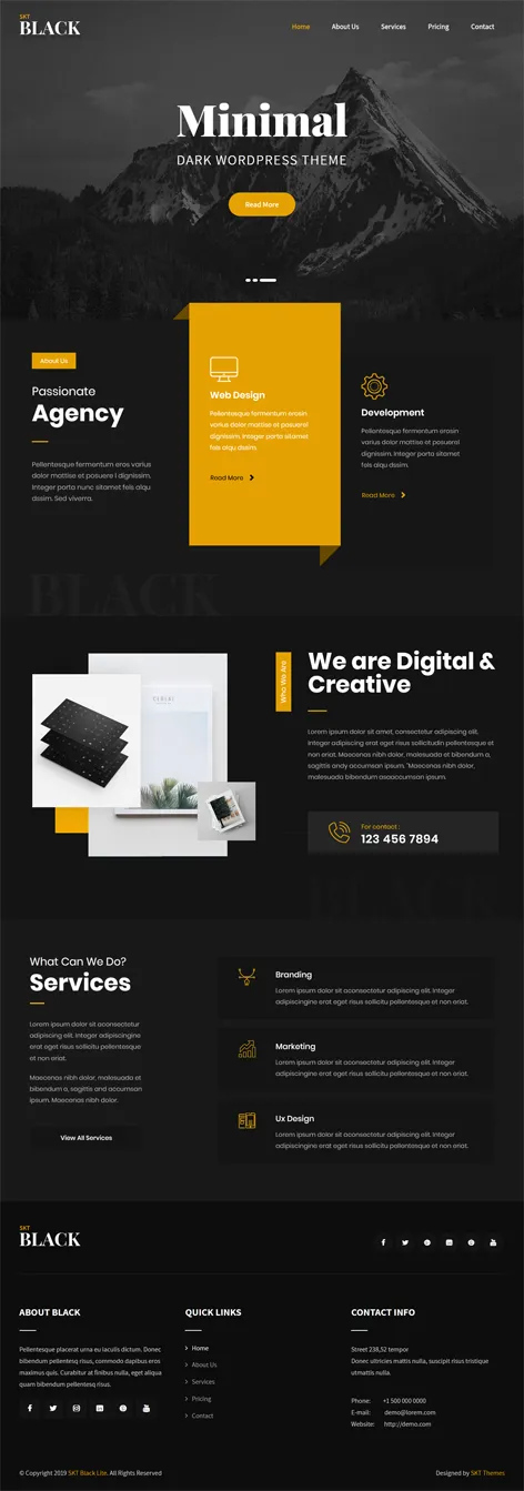 SKT Black - Free dark and black WordPress theme